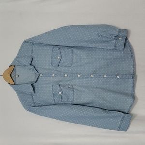 Per Se Blue and White Button Down Shirt Size 1X